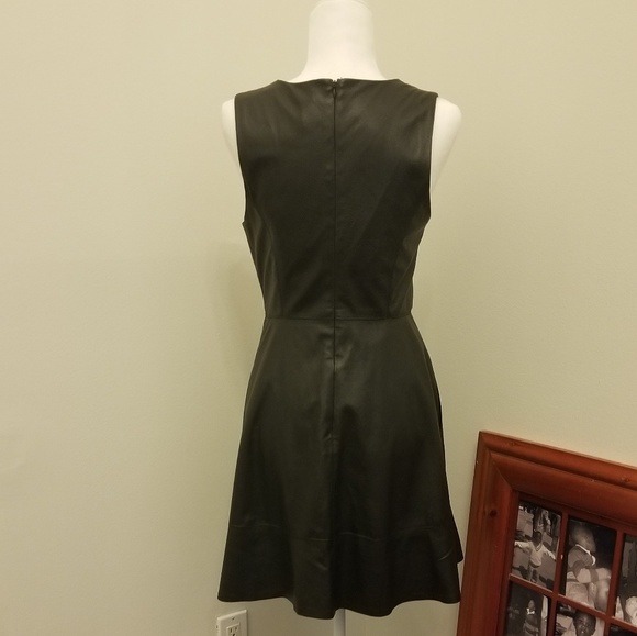 Sleeveless Faux Leather Vegan Little Black Dress - Picture 3 of 6